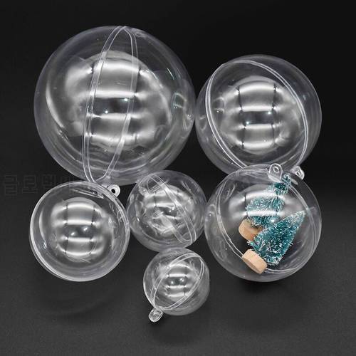 4-10cm Clear Plastic Ball Transparent Open Bauble Christmas Tree Ornaments Pendant DIY Decoration Wedding Party Candy Gift Box