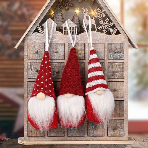 Christmas Santa Knitted Plush Xmas Tree Ornament Hang Pendant Faceless Lovely Doll New Year Home Decor Navidad 2022