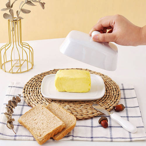 Creative Butter Box Cheese Storage Sealing Dish Tray With Lid Dessert Ceramic Butter Keeper Tool Plate Container For Kitchen