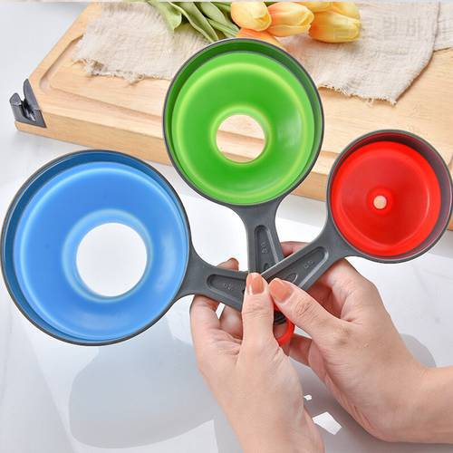Creative Silicone Folding Funnel Wide Mouth for Jar Cans Kitchen Funnel Set Wide Throat Collapsible Home Kitchen Utensils