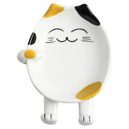 Cartoon Cooking Tools Kitchen Spoon Rest Cat Design Ceramic Heat Resistant Spoon Holder Utensil Spatula Holder Storage Shelves