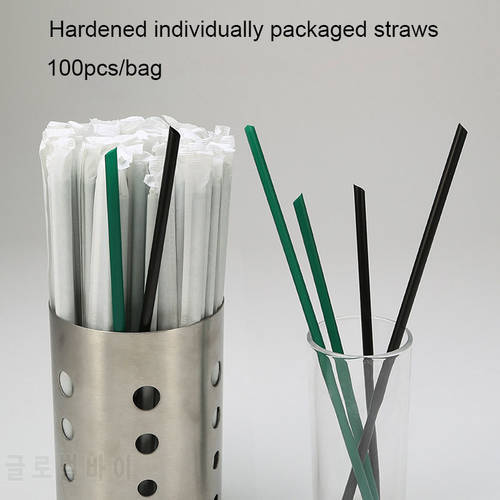 100pcs Disposable Individually Wrapped Drinking PP Thin Straws Cocktail Bubble Tea Milkshake Juice Bar Holiday Party Supplies