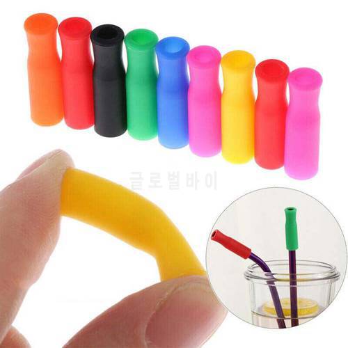 20pcs Food Grade Silicone Straw Tip Cover Anti Burn Teeth Protector Bar Party Supplies