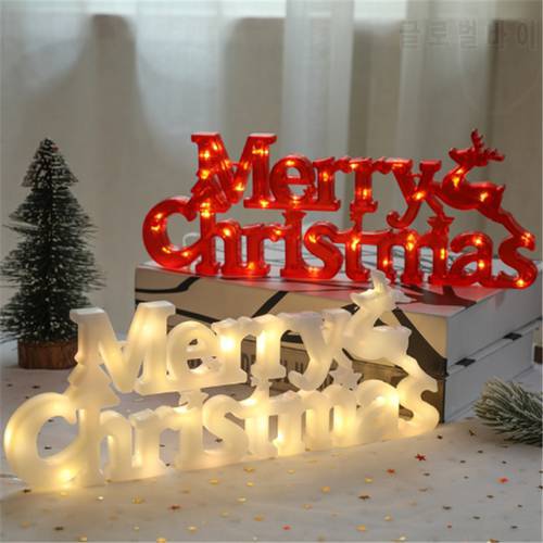 Christmas Decoration 2023 New Year Xmas Merry Christmas LED Letter Tag Light String Fairy Garland Home Decoration Christmas Noel