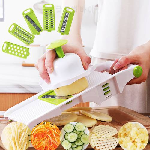 Vegetable Slicer Multi Cutter Grater With 5 Blades Multi-Function Kitchen Gadgets And Accessories