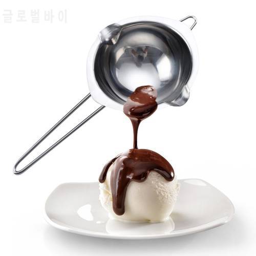 ultifunction Chocolate Melting Pot Handle Kitchen Tools Stainless Steel Dessert Tools Silver Easy Cleaning Butter Cheese Bowl