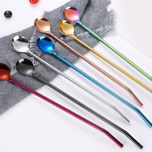 1 PC Stainless Steel Long Drinking Straws Yerba Mate Straw Gourd Bombilla Filter Stirring Spoons Reusable Tea Coffee Tool