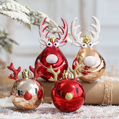 2pcs Christmas Balls Ornaments Bauble Pendant Elk Design Hanging Balls Mall Home Party Props For Christmas Tree Decorations 2022