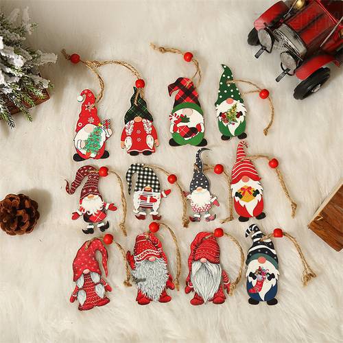9Pcs/Set Navidad 2022 New Year 2023 Gift Christmas Gnomes Wooden Pendant Ornaments Xmas Christmas Decorations for Home Noel Deco