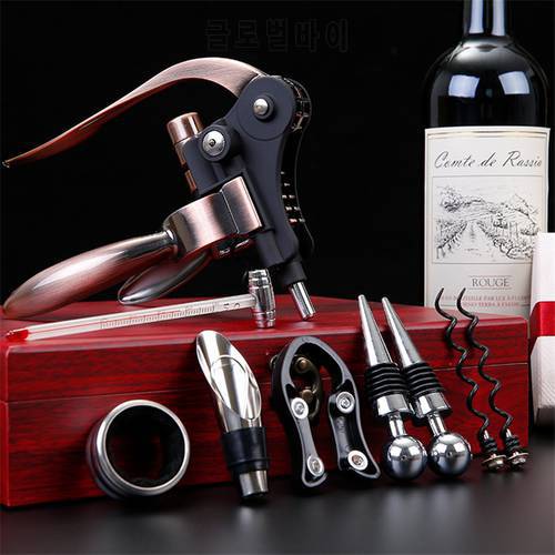 9 Pcs/set Zinc Alloy Rabbit Shape Red Wine Opener Tool Set Cork Bottle Opener Kit Professional Corkscrew Pourer Set Gift Box Set