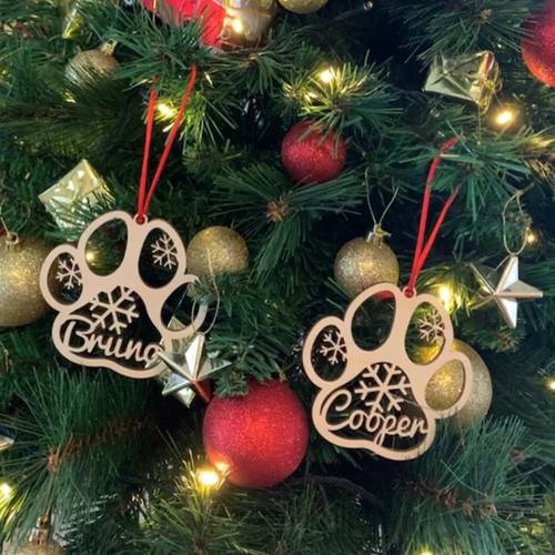 Personalized Christmas Bauble Gift Tags, Custom Christmas Dog Ornament, Wooden Ornament Ball with name
