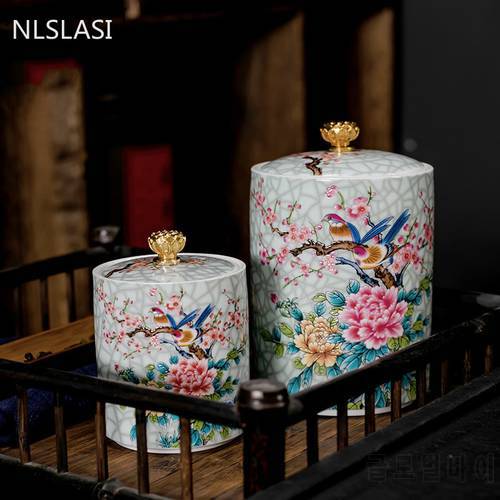 Large Exquisite Ceramic Tea caddy Portable Sealed Jar travel Tea Boxes Spice Candy storage tank Food Container Home Decor