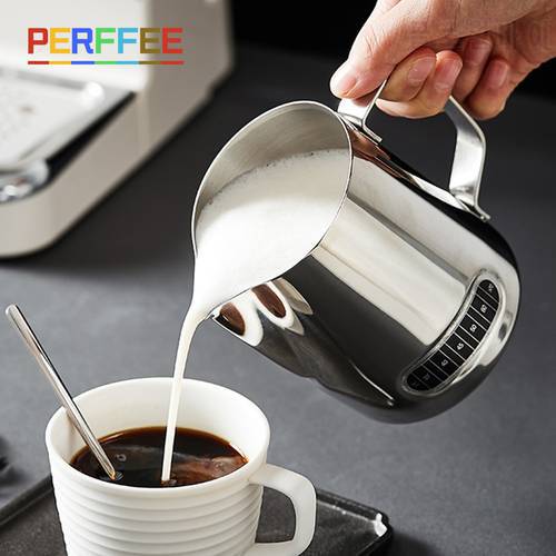 Coffee Latte Milk Frothing Jug Milk Frother Pitcher Stainless Steel Jug Espresso Barista Pitcher Milk Pot Coffee Accessories