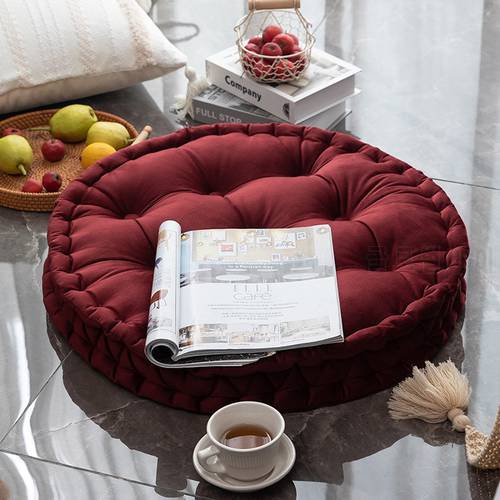 Nordic Velvet Tatami Floor Cushion Meditation Futon Thick Sofa Couch Bench Round Back Seating Pouf Cushion Pillow Indoor Outdoor