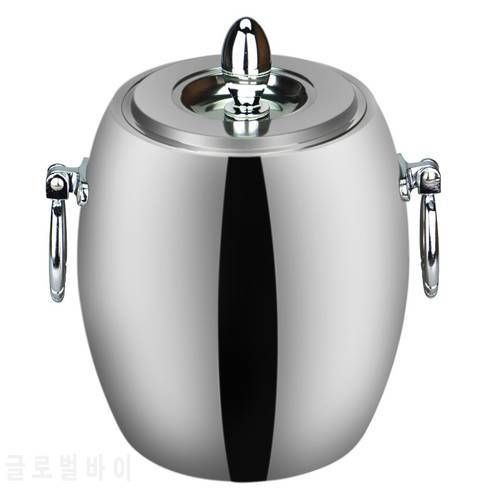 304 1L 2L oval Ice Bucket Wine Coolers Stainless Steel Double Wall Champagne beer whisky Bucket Keg Bar Accessories home bars