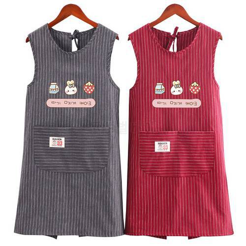 Pure cotton apron new women&39s summer household kitchen anti-fouling wear-resistant overalls breathable adult vest smock