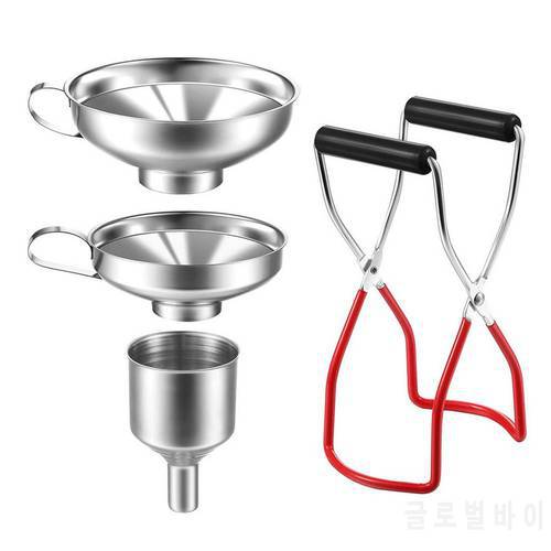 Funnel Can Lifting Tongs Set Canning Funnel Hoppers Filter Canning Jar Lifter With Grip Mason Jar Glass Lifter Kitchen Tool