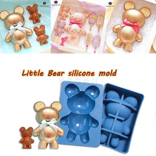Large Size Surprise Bear Breakable Chocolate Silicone Mold DIY Creative Ice Cream Mousse Cake Mould For Cake Decorating Tools