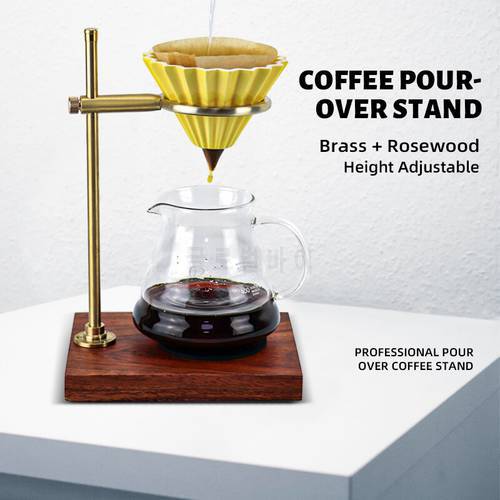Pour-Over Coffee Dripper with Wood Stand - Heavy-Duty - Adjustable height