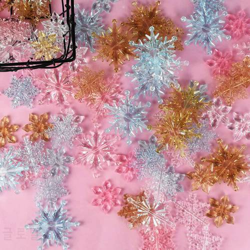 10pcs/lot Crystal Acrylic Snowflakes Christmas Ornaments Transparent Snowflake Hanging Pendant DIY Bead Curtain Home Party Decor