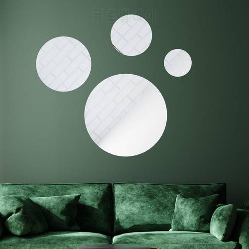 Round Mirror Sticker Self-adhesive 3D Acrylic Mirror Mural Decals Bedroom Bathroom Living Room Art Home Decoration Wall Sticker