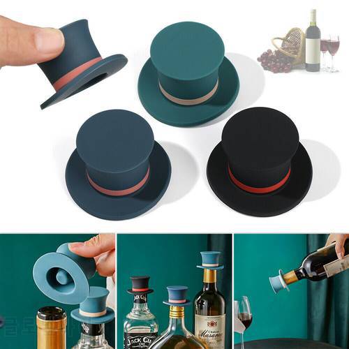 New Reusable Creative Silicone Champagne Wine Beer Bottle Stopper Plug Top Hat Wine Bottle Sealer Soft Cap Bar Kitchen Tool