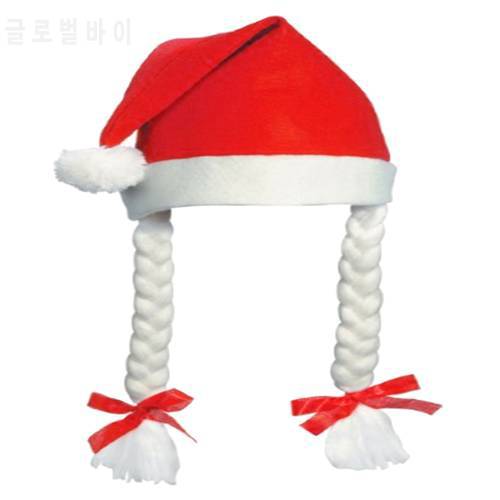 New Adult Christmas Hats Santa Claus Caps Party Fancy Dress Claus Costume Headwear Santa Hat With Braid