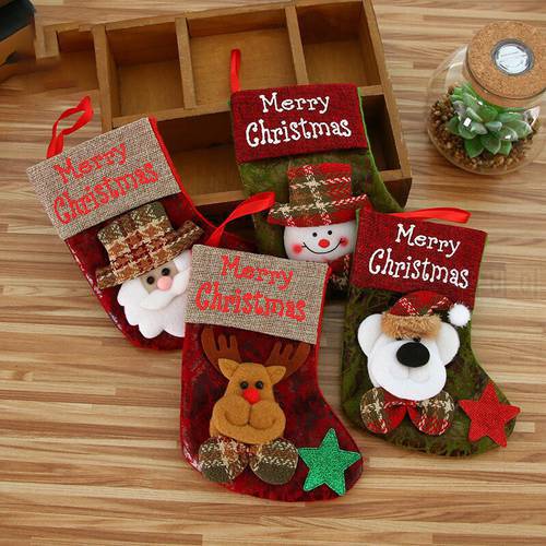 Small Imitation Leather Retro Christmas Stockings Christmas Tree Decoration Pendant New Year Gift Christmas Home Decoration