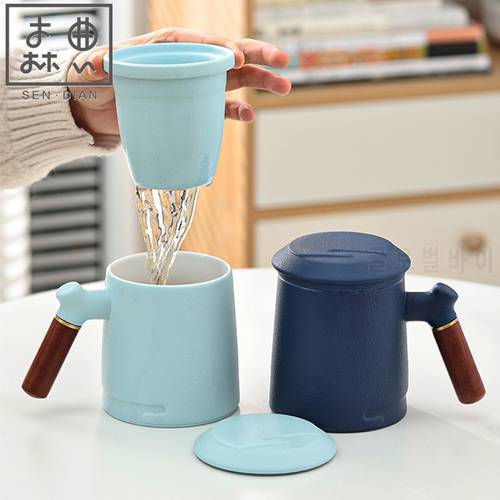 SENDIAN Ceramic Integrated Filter Tea Cup Handmade Boutique Ceramic Mug With Lid 2021 New Hot Office Home Kitchen Accessories