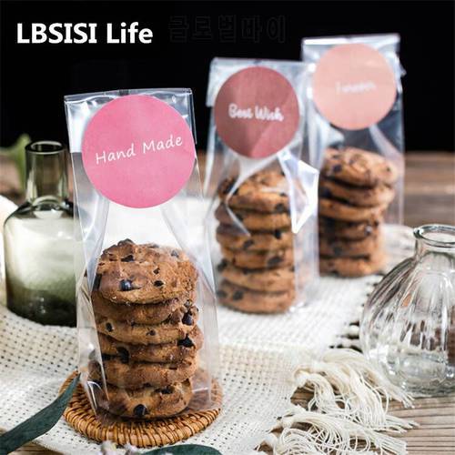 LBSISI Life 50pcs Transparent Cookies Plastic Bags Chocolate Dessert Nougat Candy Snack For Birthday Wedding Party Packing