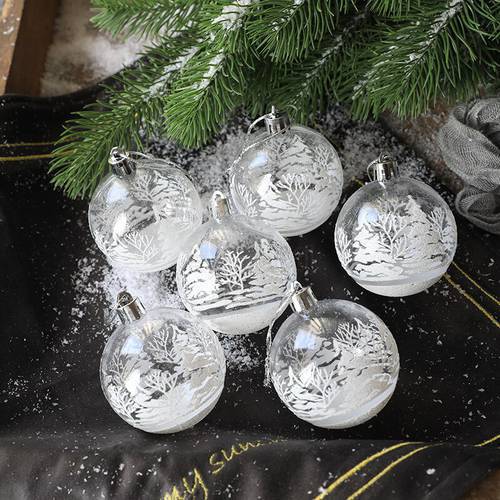 6cm Christmas Ball Ornament Plastic White Clear Christmas Tree Balls Decorations Noel Navidad 2023 Xmas Decor 6 Pieces
