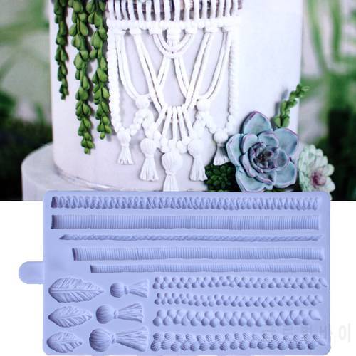 Hemp Rope Accessories Macrame Silicone Mold Fondant Cakes Decorating Mould Sugarcraft Chocolate Baking Tools For Cakes Gumpaste