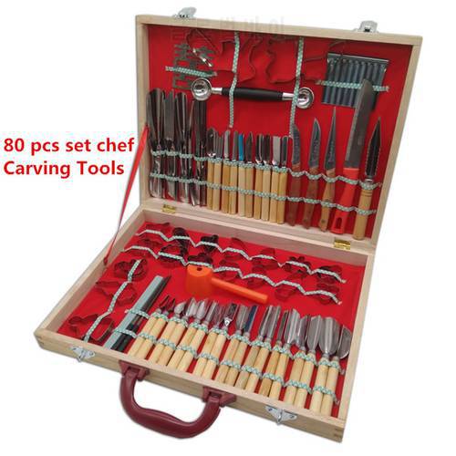 80 pcs Set Kitchen chef Carving knife Fruit Vegetable Garnishing Cutting Engraving Peelers Cutters Tool Decorators Food Knives