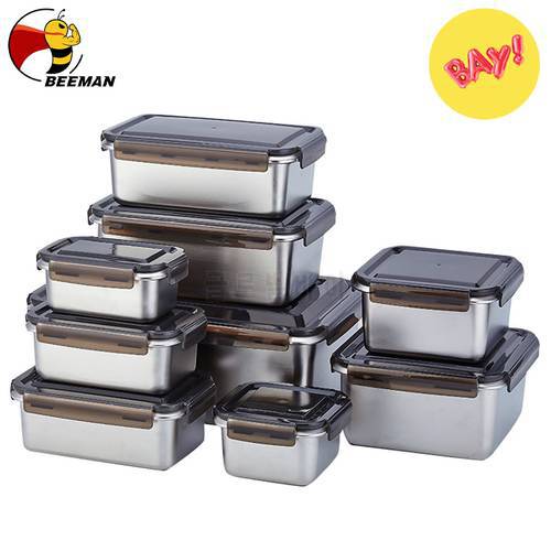 BEEMAN Stainless Steel Lunch Box with Sealed Lid Food Storage Containers Freezer Dishwasher Oven Safe for Bento Box Picnic