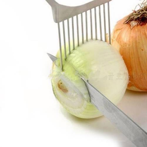 1Pc Stainless Steel Onion Cutter Onion Fork Fruit Vegetables Shrendders Slicer Tomato Cutter Knife Cutting Safe Aid Kitchen Tool