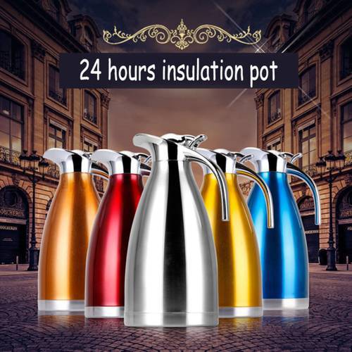 2L Stainless Steel Hot Water Bottle Double-Wall Vacuum Insulated Pot Coffee Pots Thermal Carafe Insulation Jug Flask