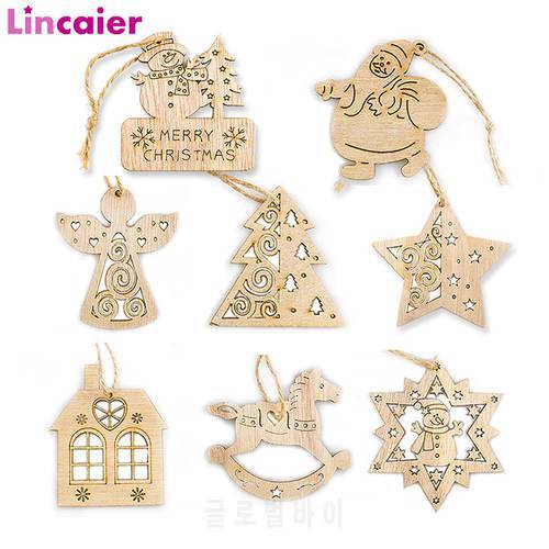 12Pcs Wooden Pendants 2022 Merry Christmas Tree Ornaments Decorations for Home Xmas Gift Santa Claus Snowman 2023 New Year
