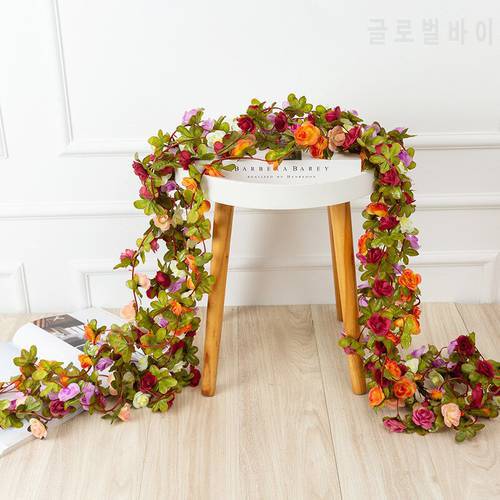2.5Meter Artificial Flowers Rose Ivy Vine Wedding Decoration Silk Flower Garland String With Leaves For Home Hanging Decor