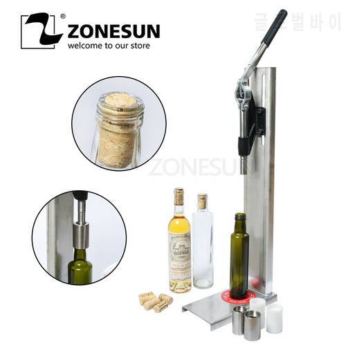 ZONESUN Manual Stainless Steel Corkers Wine Corking Machine Bar Capping Tool Brewed Wine Bottle Cork Press Inserting Machine