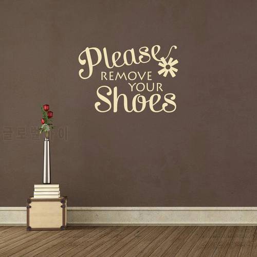 Please remove your shoes Quote Wall Sticker Entryway Wall Sayings Murals Removable Foyer Front Door Vinyl Decal Decor AZ908