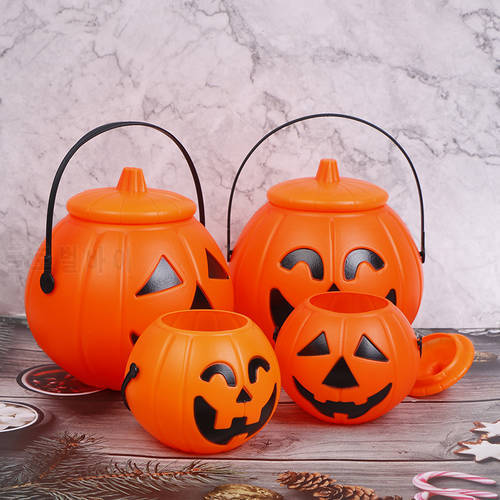 Halloween Party Props Plastic Pumpkin Bucket Trick Treat Cosplay Plastic Decoration Pouch Holder Halloween Decoration