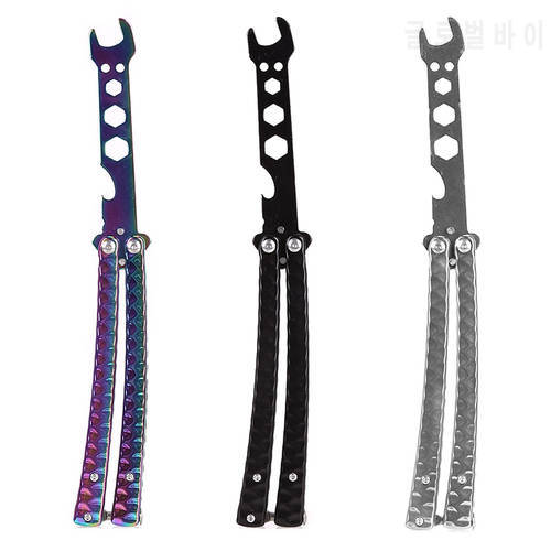 Metal Folding Balisong Trainer Wrench Butterfly Knife Beer Bottle Opener Tool Outdoor Camping prop Tool New