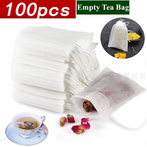 100Pcs Empty Tea Bags String Bags For Tea Bag Infuser With String Heal Seal Sachet Filter Paper Teabags Soup Bag Coffee Bag