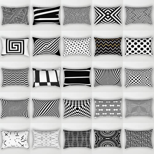 30x50cm Black White Geometric Polyester Pillowcase Art Line Round Point Square Cushion Cover Living Room Sofa Chair Home Decor