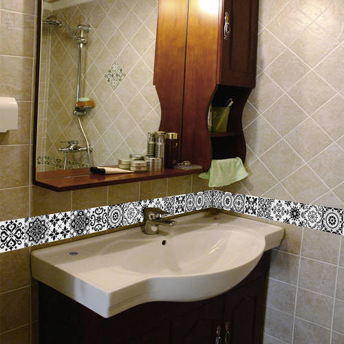 Self-adhesive Black & White Waist Line Decorative Strip Bathroom Skirting Line Floor Tile Store Wall Skirt Surround Wall Sticker