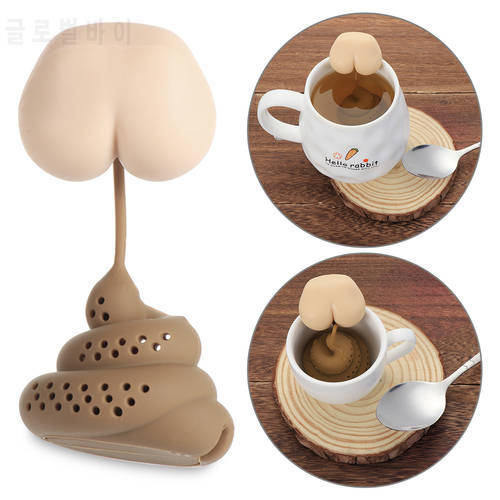 1Pc Creative Poop Shaped Silicone Tea Strainer Reusable Funny Tea Coffee Filter Diffuser for Teapot Teacup Pitcher Home Living