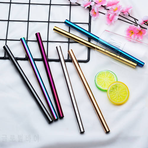 2pcs/pack 12mm Diameter Stainless Straw Milk Tea Smoothie Straw With Length of 210mm