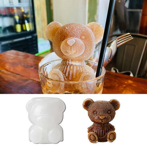 3D Bear Ice Cube Silicone Mold Chocolate Drink Coffee DIY Ice Cream Decor Whiskey Wine Drink Ice Cream Decor Kitchen Bar Tool