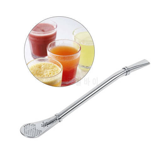Stainless Steel Reusable Straw Yerba Mate Bombilla Pulpy Juice French Pressed Coffee Beverage Drinks Drinking Straw Filter Spoon