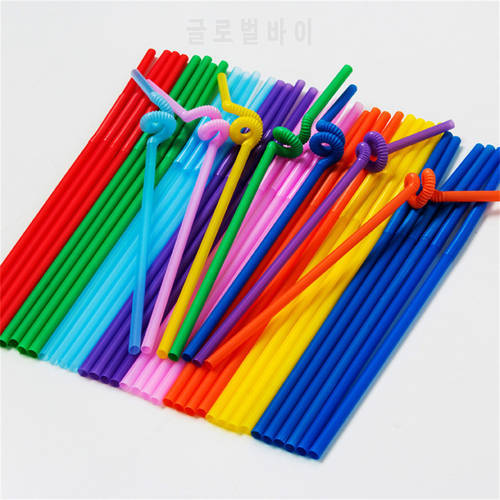 LINSBAYWU 100pcs 26cm Multicolor Straws Extra Long Plastic Drinking Straws Flexible Straws Party Bar Juice Drinking Supplies New